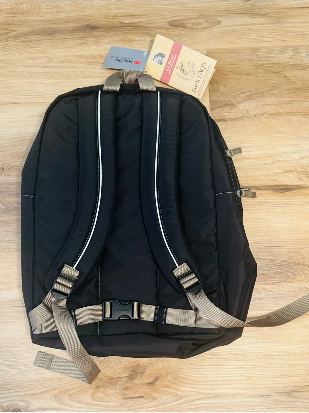 L.L. Bean Black Gray Backpack Bookbag School Travel Laptop Bag - NWT